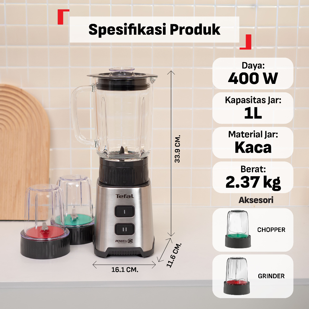 Groupe SEB  Tefal Blender Pulseo Glass  BL178D