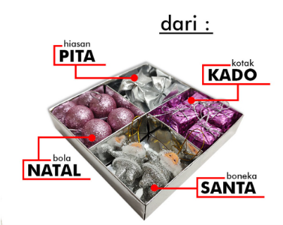 Satu Keluarga Hiasan Pohon Natal 4 in 1 Kombinasi C643