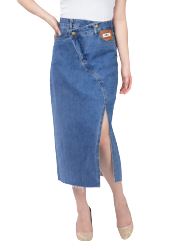 Asymetric Midi Denim Skirt