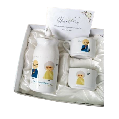 Hens Flower Gift Teko Cangkir Set