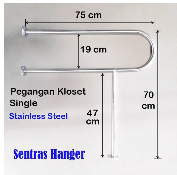  Sentras Hanger Pegangan Kloset Single Stainless Steel