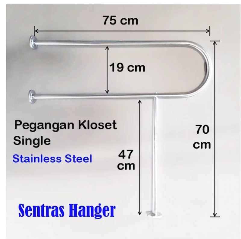 Sentras Hanger Pegangan Kloset Single Stainless Steel 4