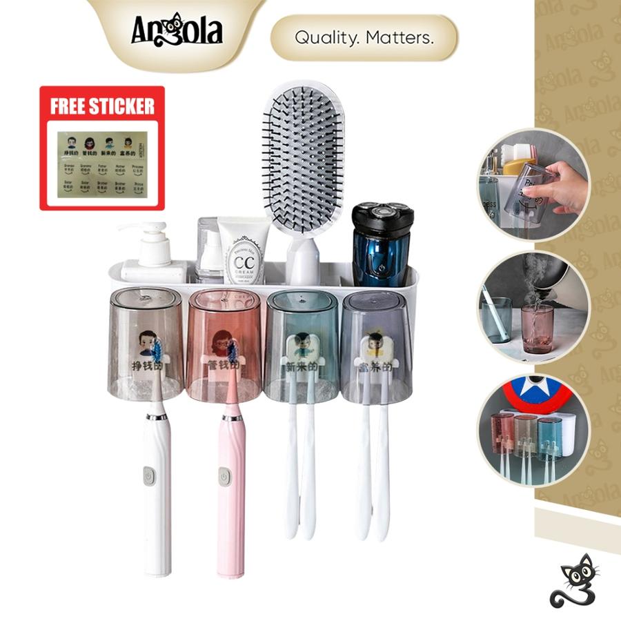   Angola Rak Sikat Gigi Tempel 4 Cup D74