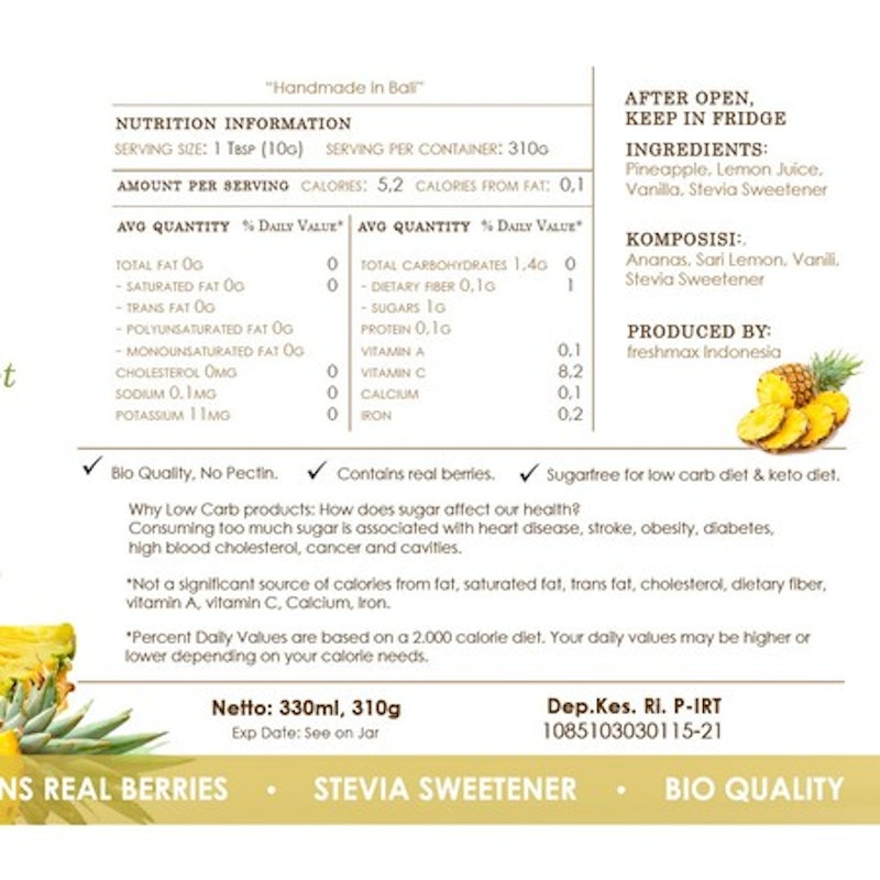 Freshmax SuperKeto Pineapple Fruit Spread 395 g 3