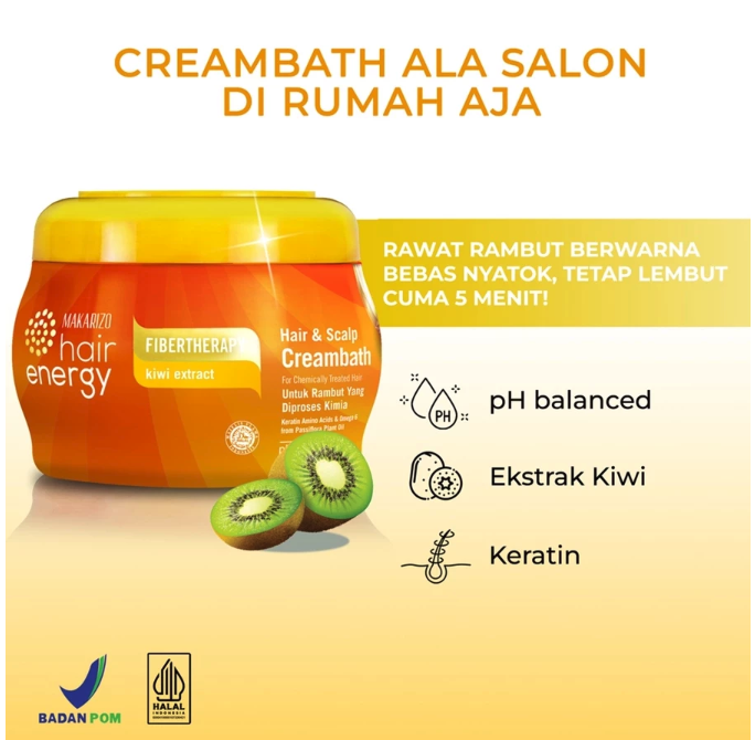 Akasha Wira International Makarizo Hair Energy Fibertheraphy Hair & Scalp Creambath Kiwi Extract