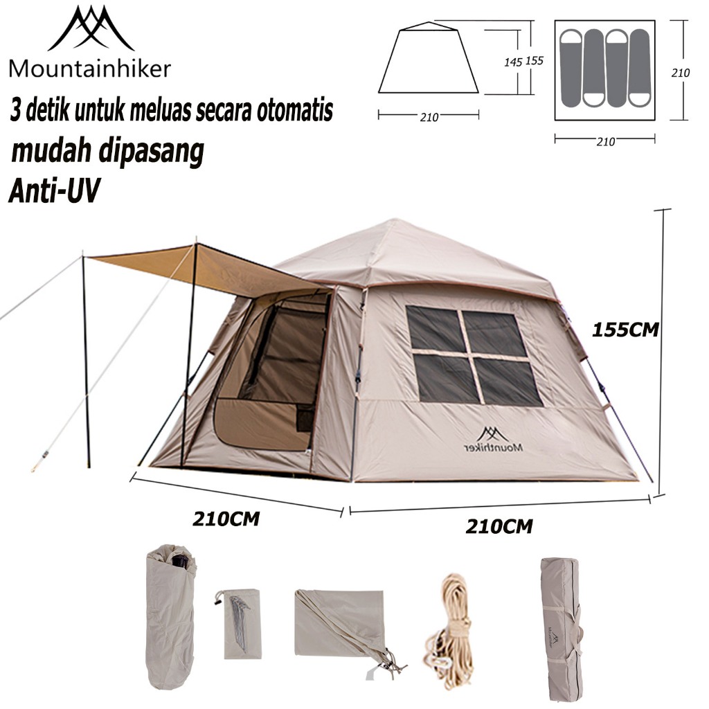 Zhejiang Yucheng Outdoor Mountainhiker Tenda Camping Otomatis 3-4 Orang SZK385