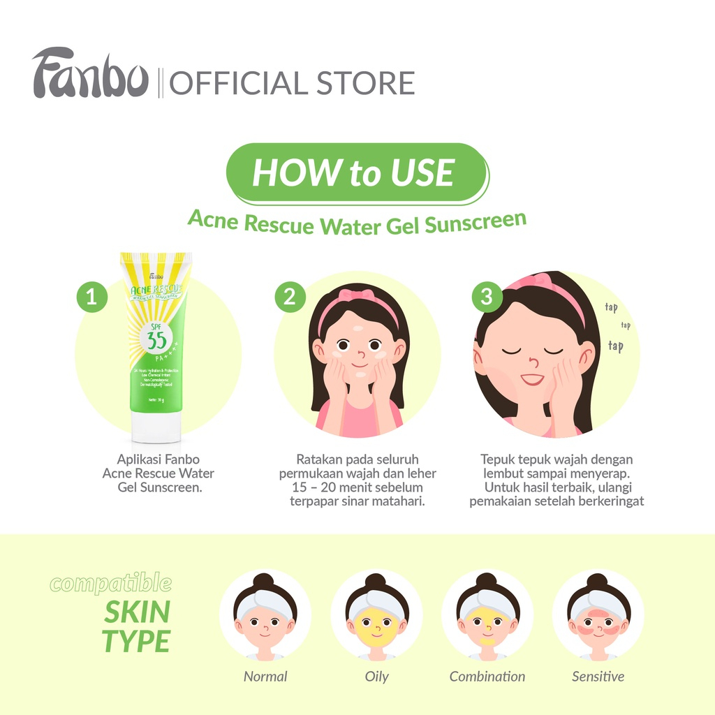 Fabindo Sejahtera Fanbo Acne Rescue Water Gel Sunscreen SPF 35 PA++++