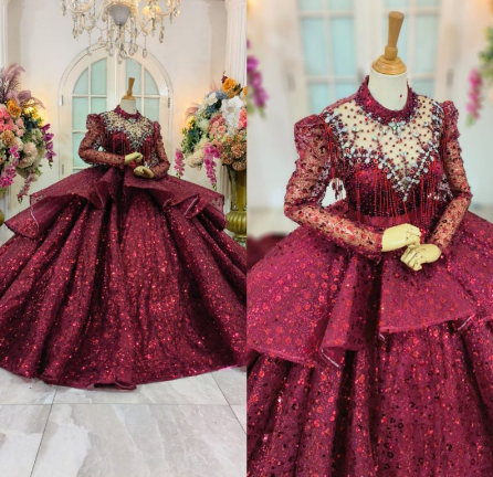  Gaun Pengantin Barbie Gotik Mewah Berekor 