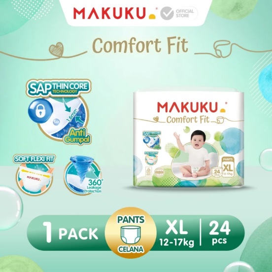 Lucky Mom Indonesia Makuku SAP Diapers Comfort Fit XL