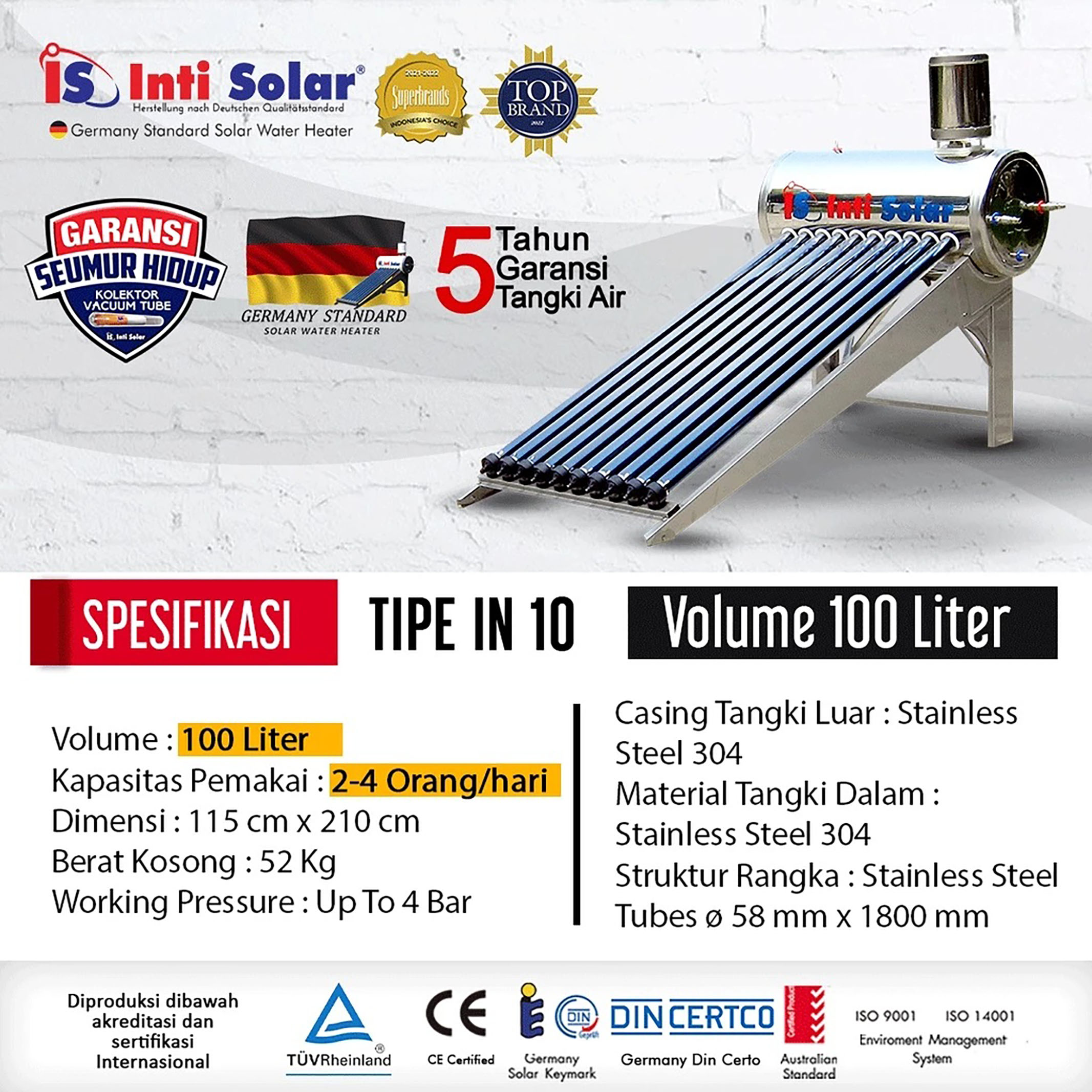 Inti Sarana Adi Sejahtera Inti Solar Tipe IN 10