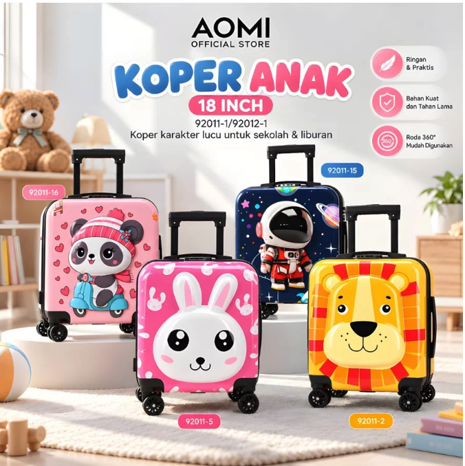 Jika membelikan koper untuk anak usia 5-12 tahun, pilih bobot di bawah 2 kg dengan handle teleskopik pendek