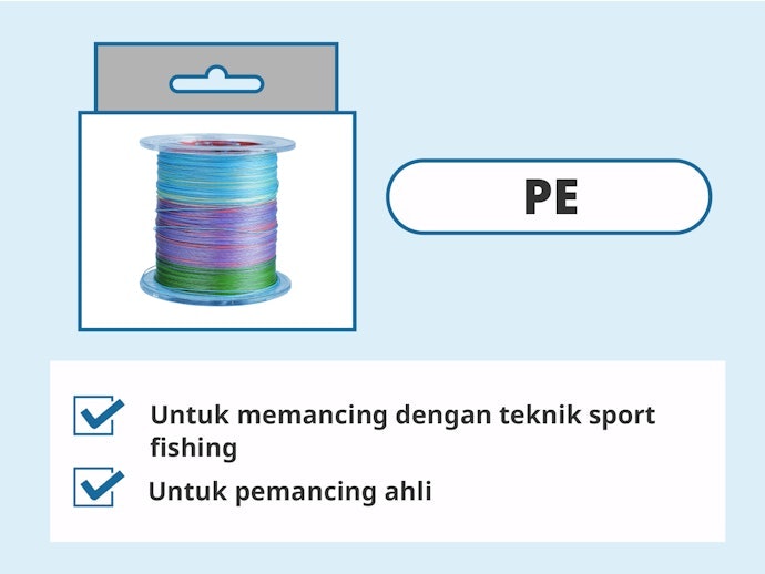 Untuk berbagai teknik sport fishing (jigging, popping, casting), pilih senar pancing PE