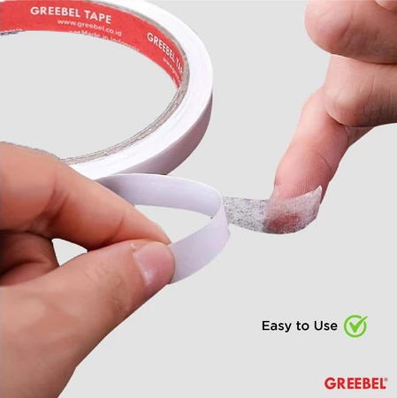Untuk benda ringan di permukaan rata, pilih double tape kertas atau film
