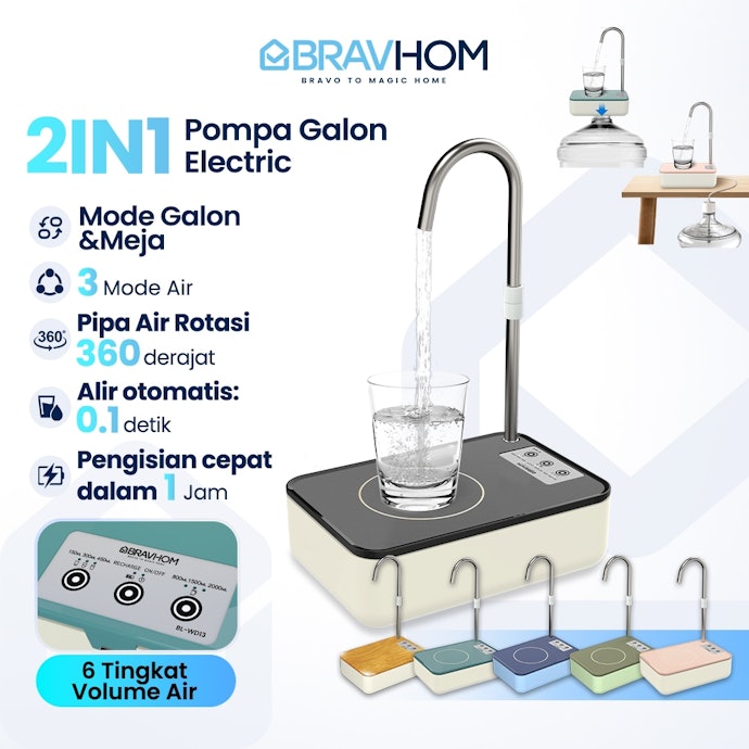 Jika Anda sering masak, utamakan pompa galon elektrik dengan tombol volume air