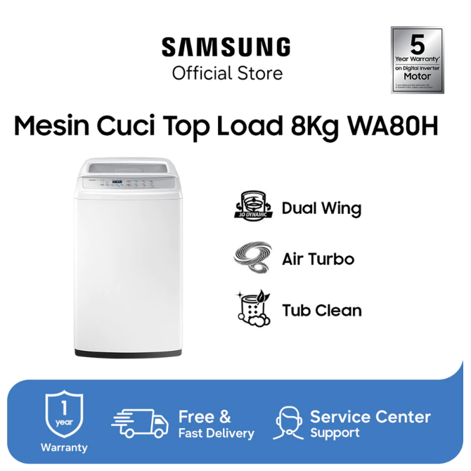 Cari yang dilengkapi fitur self-cleaning dan spin speed 900 RPM apabila Anda sering mencuci pakaian dalam jumlah banyak