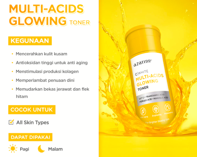 Untuk kulit kusam yang ingin cerah lebih cepat, pilih toner dengan vitamin c atau tranexamic acid