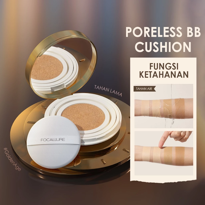 Jika Anda harus memakai makeup lebih dari 4 jam, carilah cushion Focallure dengan klaim waterproof
