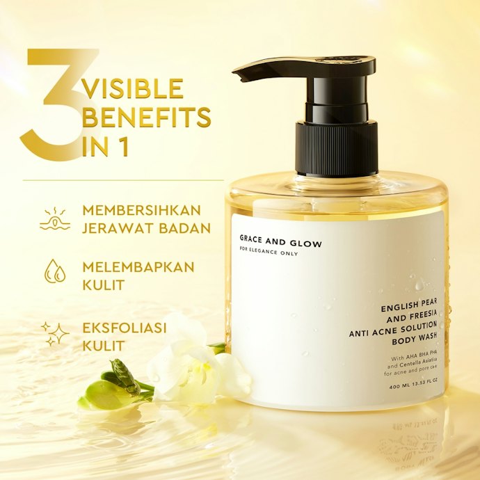 Pastikan juga sabun untuk jerawat punggung mengandung pelembap, seperti glycerin, hyaluronic acid, dan ceramide