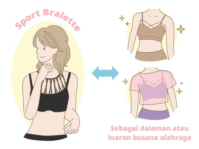 Untuk olahraga, kenakan sport bralette yang menyokong payudara dan bahannya menyerap keringat