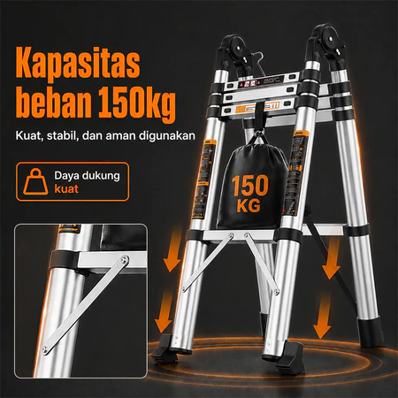 Jika berat badan Anda plus peralatan mencapai 100 kg, cari tangga dengan load rating minimal 120 kg
