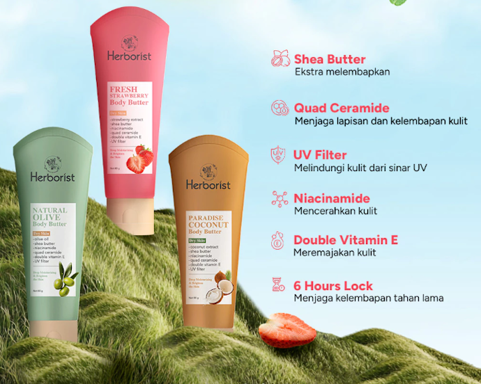 Untuk melembapkan kulit kering atau sangat kering, pastikan body butter mengandung kombinasi pelembap oklusif, humektan, dan emolien