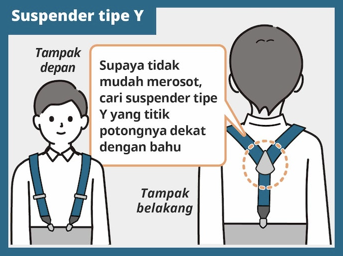 Untuk menonjolkan garis punggung Anda, pertimbangkan suspender Y