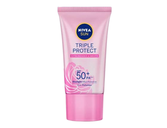 Untuk diaplikasikan pada wajah, gunakan seri Nivea Sun Face Serum, Nivea Sun Triple Protect, atau Nivea Luminous 630