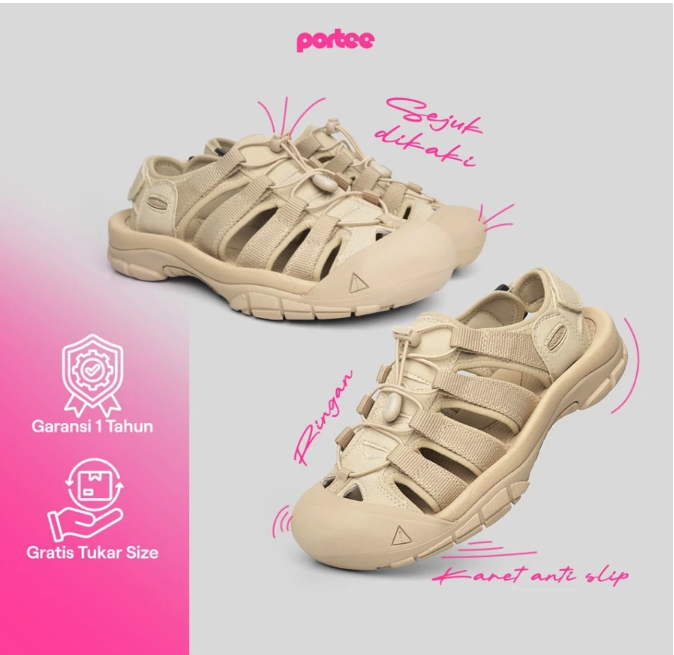 Jika dipakai saat travelling dan kegiatan outdoor ringan, pilih strapped sandal atau sandal sporty seperti dari Portee Goods dan Hijack Sandals