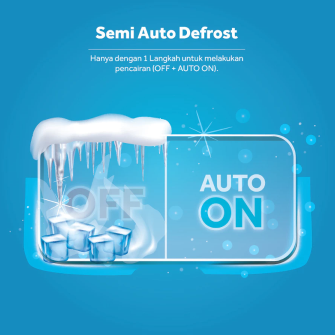 Untuk memudahkan pembersihan bunga es, pilih yang dilengkapi fitur semi auto defrost
