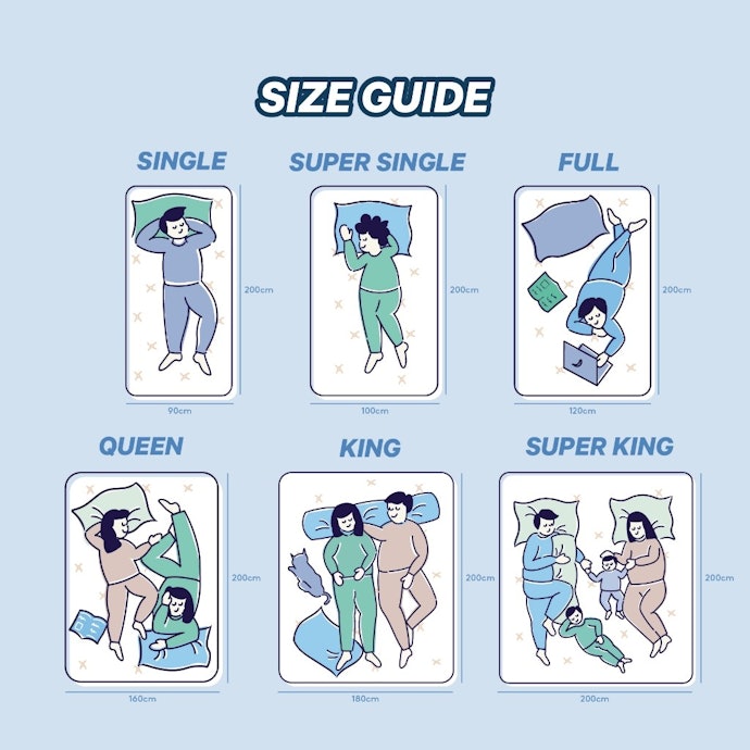 Gunakan kasur minimal 180 cm untuk keluarga atau 180 cm ke bawah untuk pasangan atau sendiri