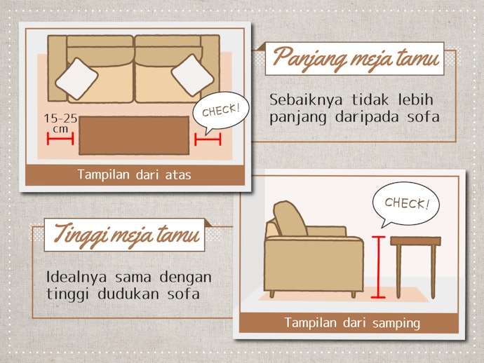 Sesuaikan ukuran meja dengan luas ruang tamu