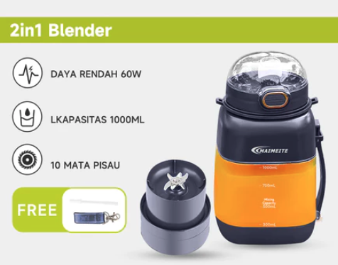 Cari blender portable dengan 6 mata pisau atau lebih dan daya mulai 80 watt