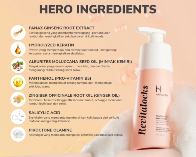 Untuk mengatasi kerontokan rambut, utamakan shampoo keratin yang mengandung ekstrak ginseng dan niacinamide