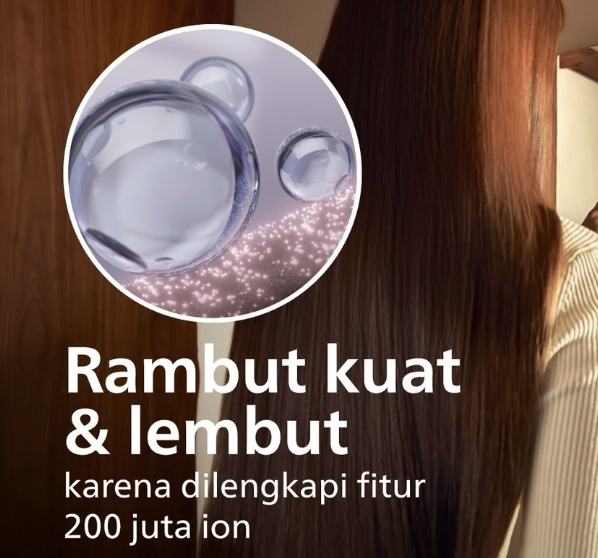Jika ingin rambut mudah diatur dan bebas kusut, pilih hair dryer Philips dengan teknologi ion