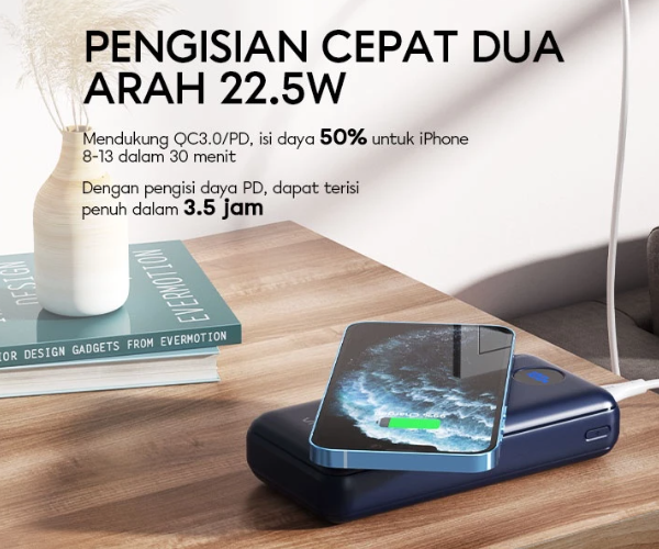 Pertimbangkan power bank dengan input charging rate 9V/2A atau 12V/1,5A supaya dapat diisi daya dengan cepat