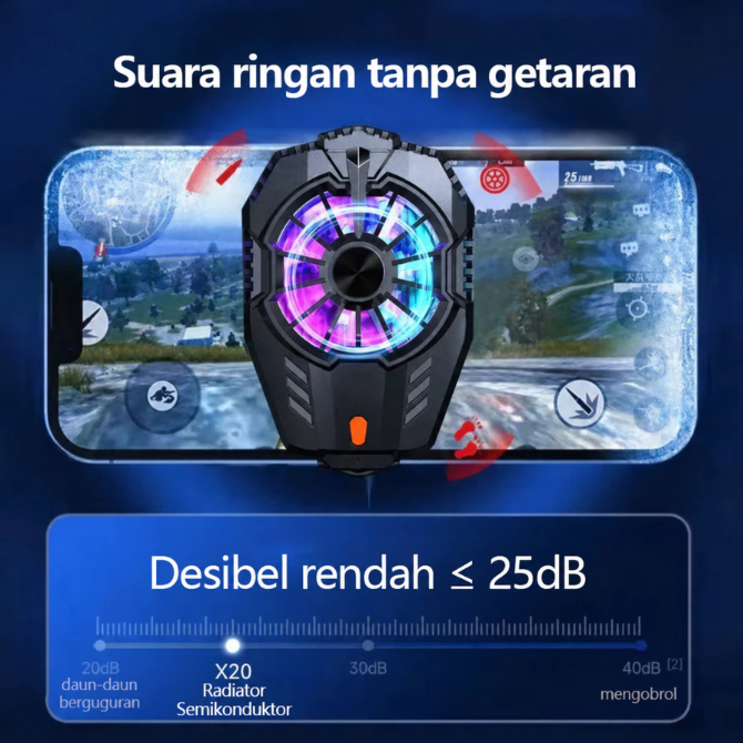 Prioritaskan cooler HP di bawah 30 dB agar suaranya tidak berisik