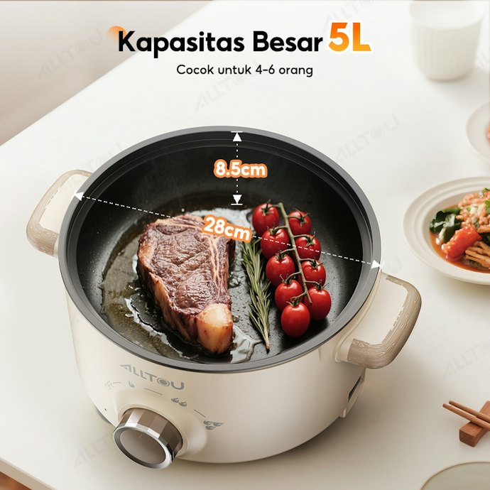 Untuk 1–2 orang, pilih kapasitas 1–1,5 liter; untuk keluarga kecil pilih sekitar 2–3 liter; sedangkan ≥4 liter lebih cocok untuk untuk kebutuhan memasak yang lebih banyak