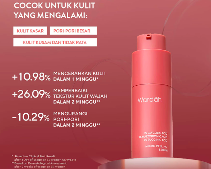 Jangan lupa eksfoliasi menggunakan WARDAH Micro Peeling Serum untuk angkat sel kulit mati