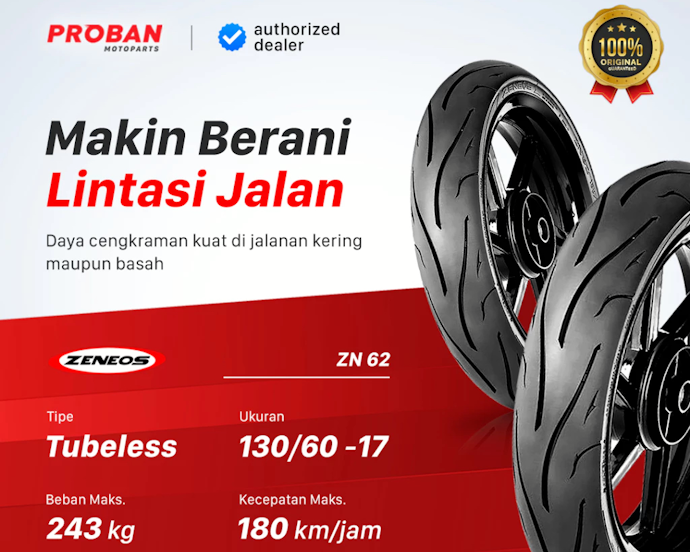 Pilih ban ring 14 untuk motor matic dan ring 17 untuk motor bebek atau sport