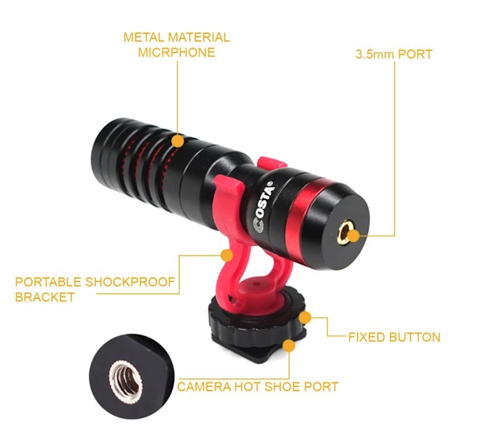Utamakan mic shotgun dengan shock mount dan windscreen untuk perekaman outdoor