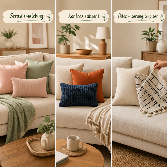 Tentukan bantal sofa berdasarkan desainnya