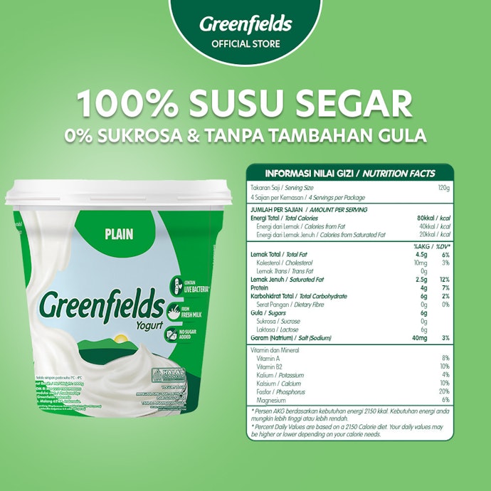 Utamakan plain yogurt dengan kandungan susu yang tertulis pada komposisi pertama