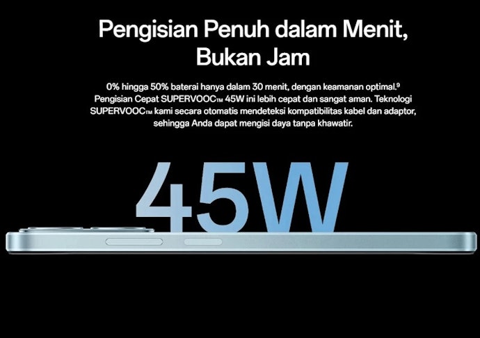 Utamakan kapasitas baterai minimal 5.000 mAh dengan kecepatan charging 45 W ke atas