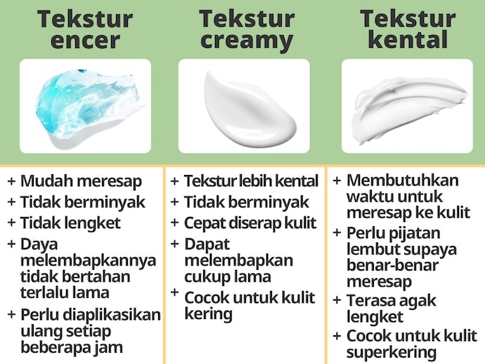Cari yang teksturnya ringan dan cepat meresap agar nyaman digunakan