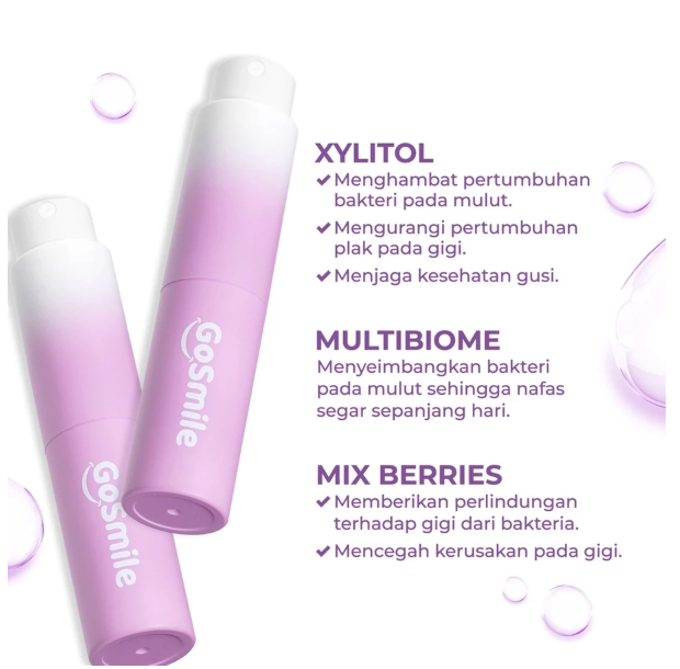 Kebanyakan mouth spray sudah mengandung mint yang menyegarkan mulut; Cari kandungan xylitol juga