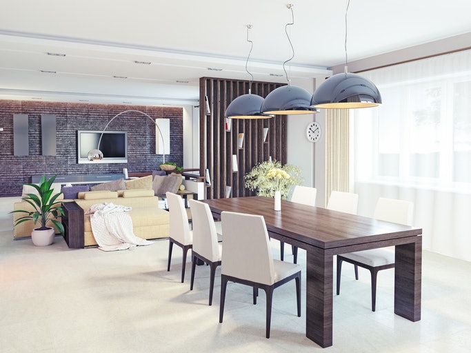 Selaraskan desain meja makan dengan tembok, lantai, dan furniture lainnya