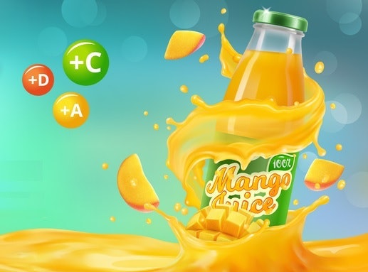 Untuk rasa dan tekstur jus yang ringan, cek jus mangga kemasan dengan kandungan buah mangga di bawah 50%