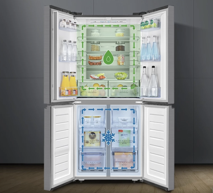 Untuk pendinginan optimal, utamakan kulkas 4 pintu dengan dual atau twin cooling