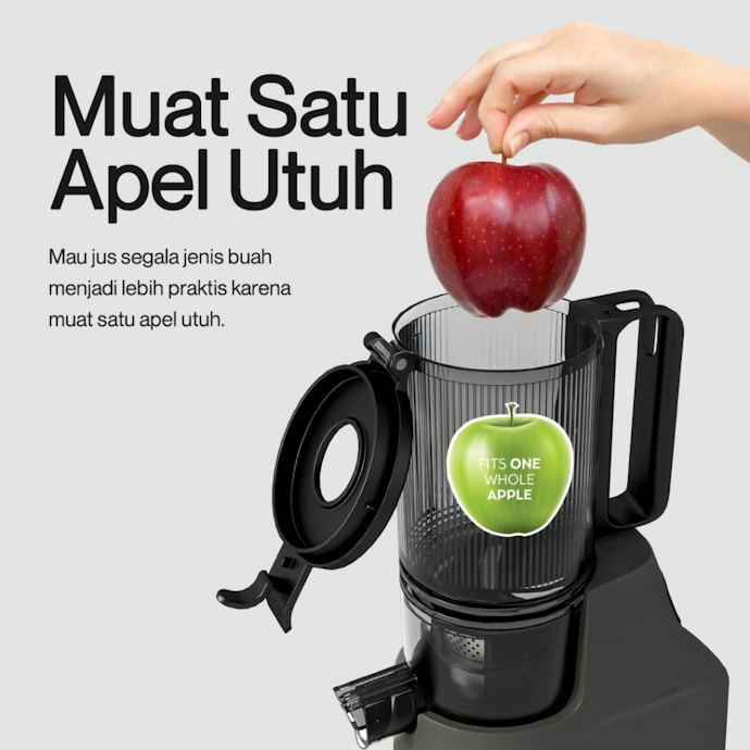Utamakan juicer dengan lebar feeding tube di atas 7 cm