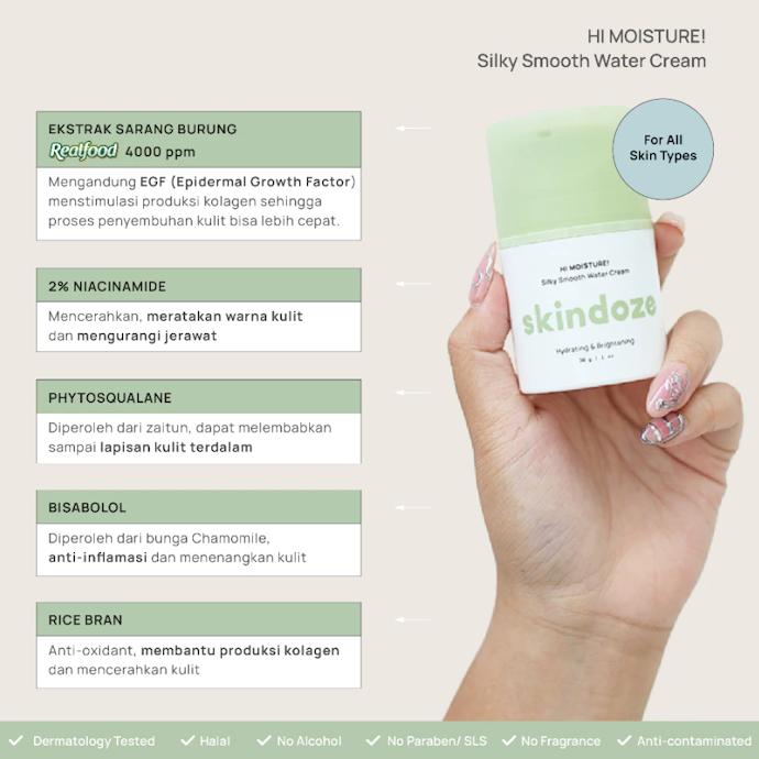 Apabila kulit disertai jerawat, cari cream yang mengandung niacinamide atau salicylic acid <2%